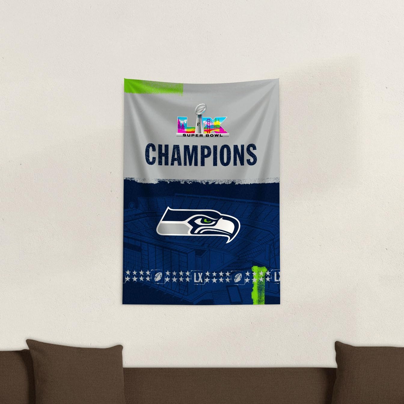 Northwest NFL Super Bowl 2026 Seattle Seahawks Champs Tapestry Wall Hanging - Image 3