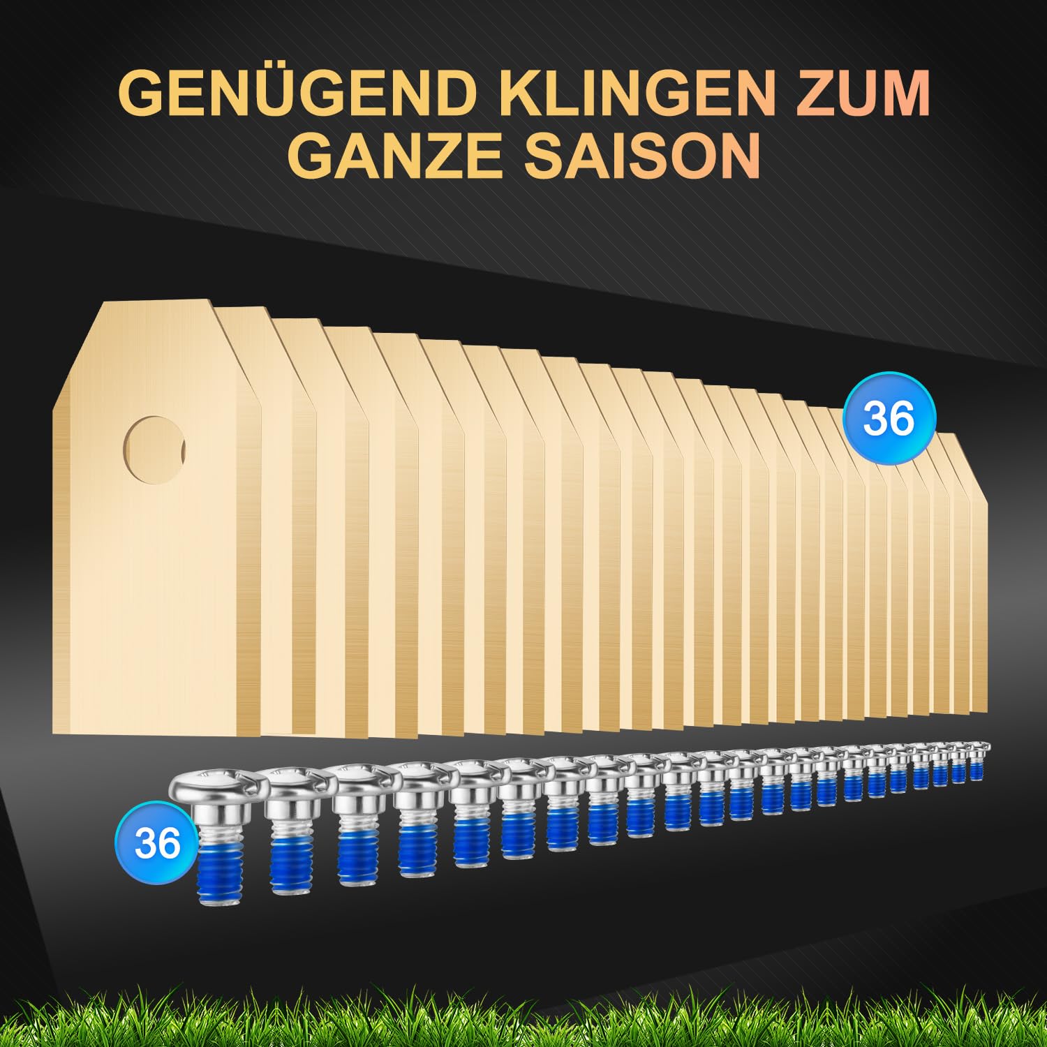 36 Stück Ersatzklingen Kompatibel für ALLE Navimow Serie i105E, i110E, H1500E, H3000E-VF, X315E, X390E Mähroboter Klingen, Schrauben mit Gewindesicherung