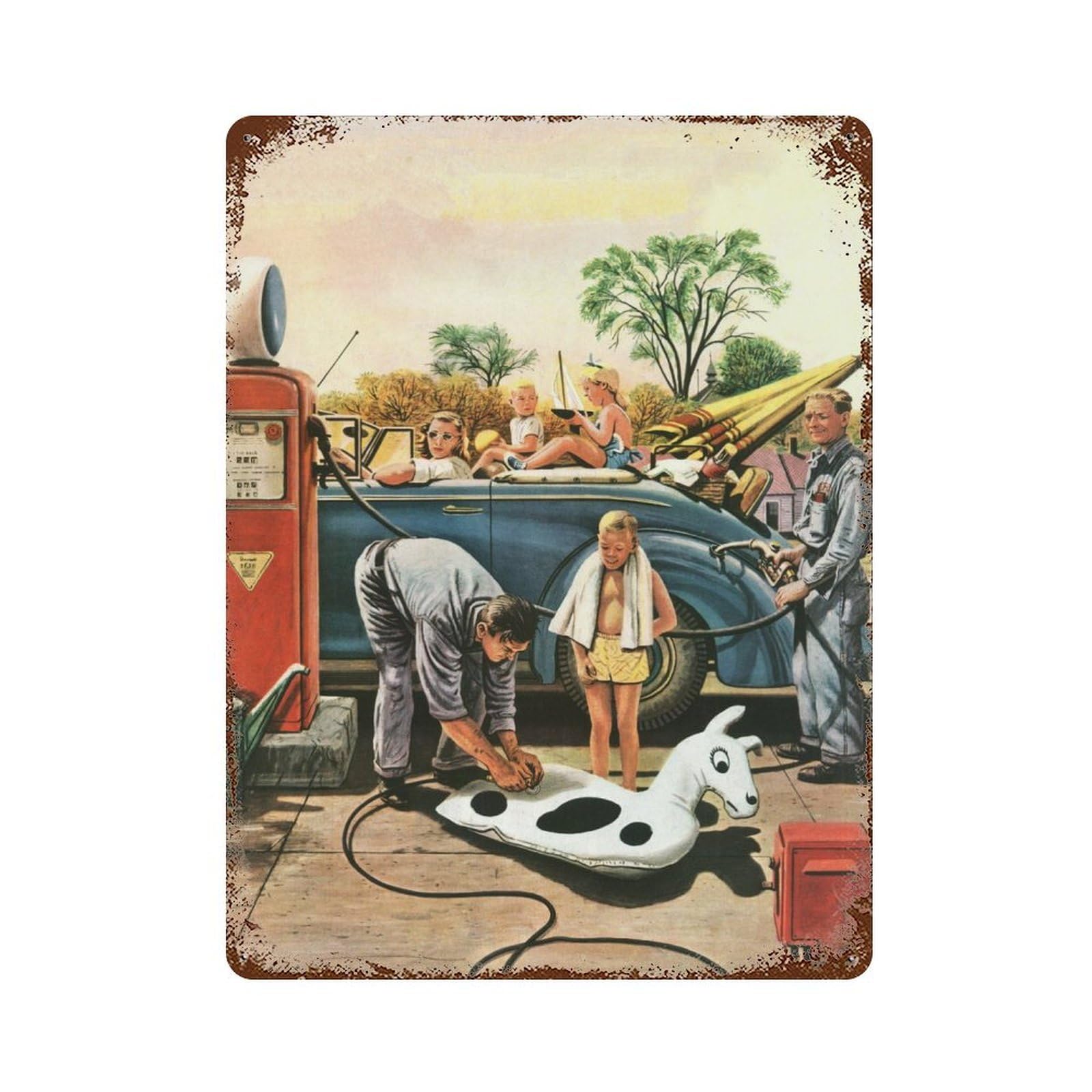 Garage Style Toy Rust Effect Tin Sign 15.7"x11.8", Classic Wall Plaque for Bar And Workshop