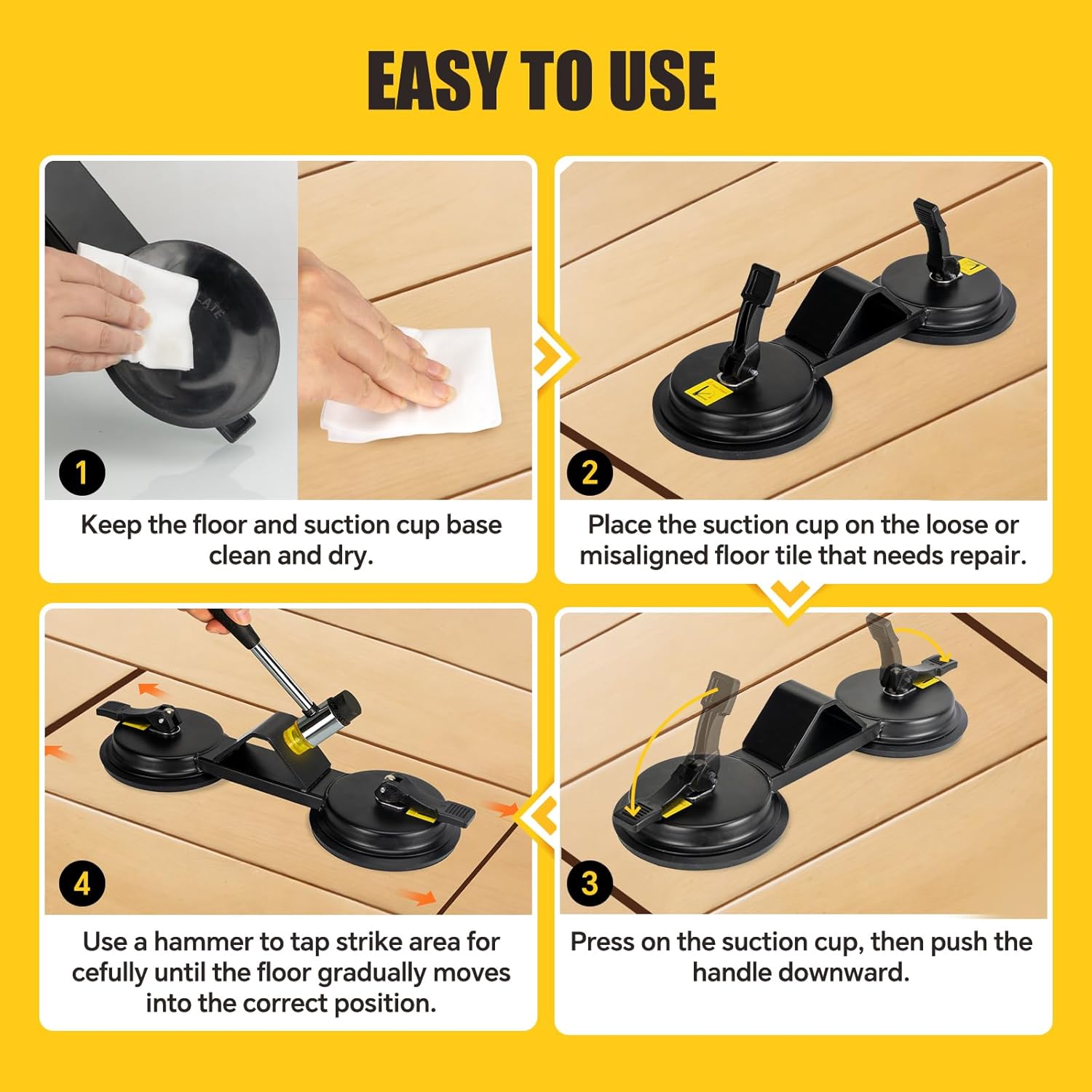 Upgraded Floor Gap Fixer Tool, Laminate Flooring Tools for Fixing Gaps, Plank Grabber Floor Fix Pro, Heavy Duty Suction Cup, 45°Striking Surface Flooring Repair Tool for Smooth Vinyl, Wood, Laminate