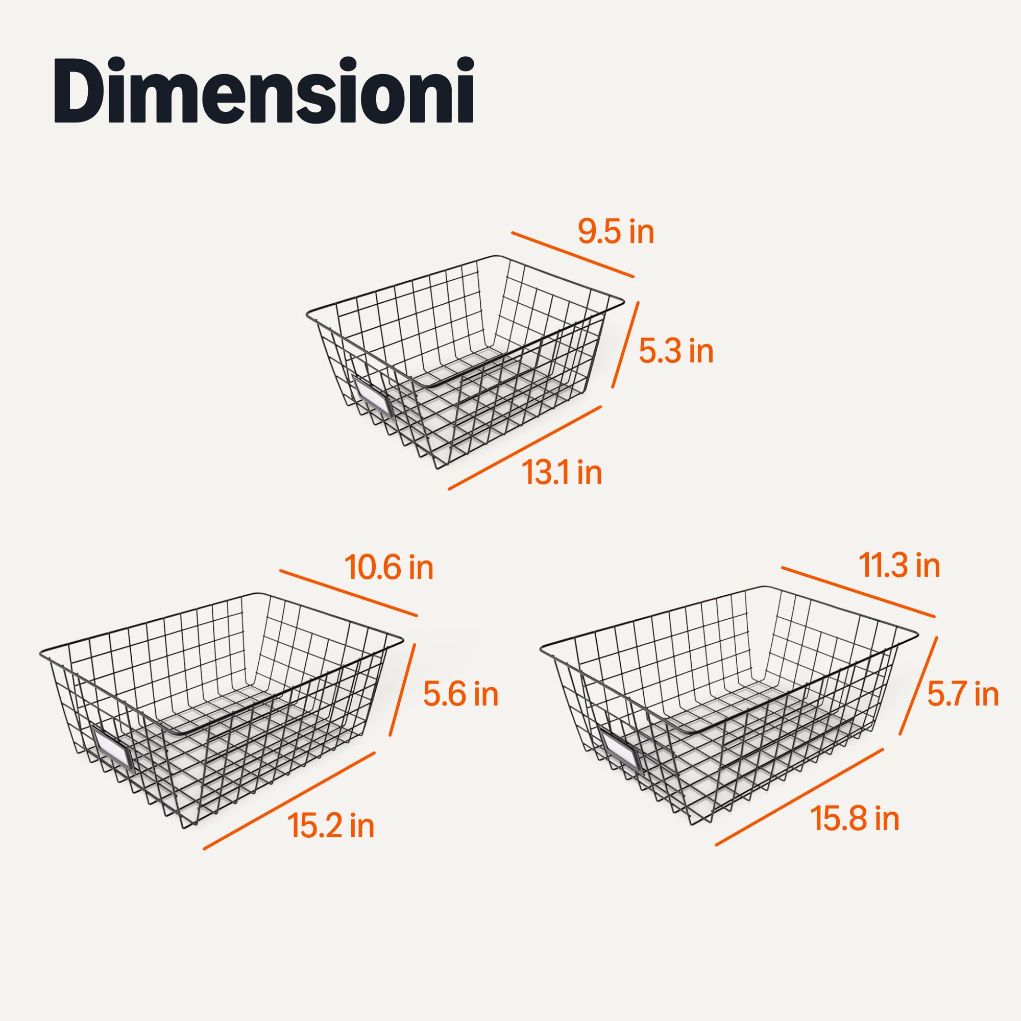 Amazon Basics Cestini portaoggetti in filo metallico per stoccaggio, confezione da 6, Piccolo, Nero