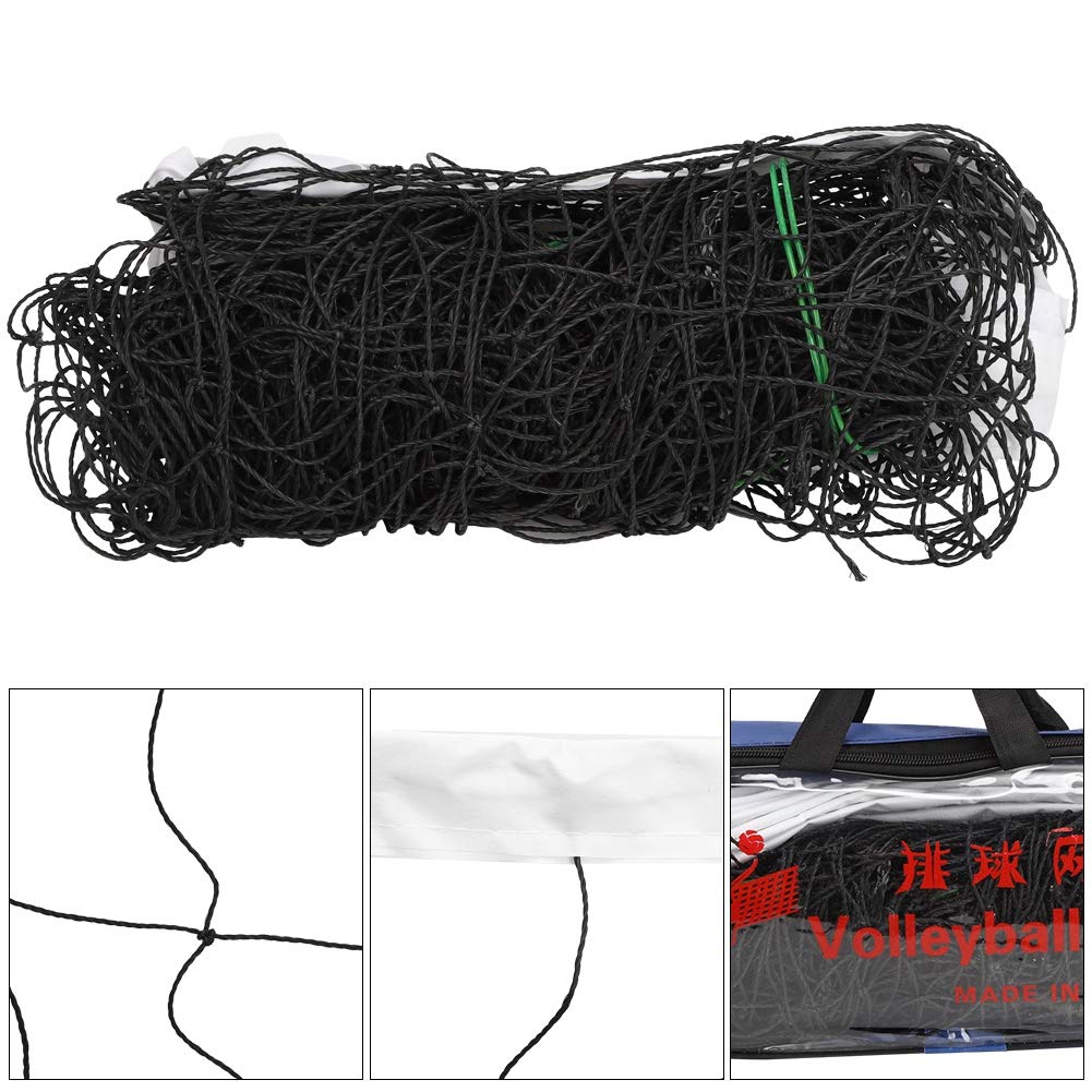 equlup Volleyball Net, Sports Outdoor Wax Wire Portable Volleyball Net with Carrying Bag Standard Beach Covered Edge Grid for Training
