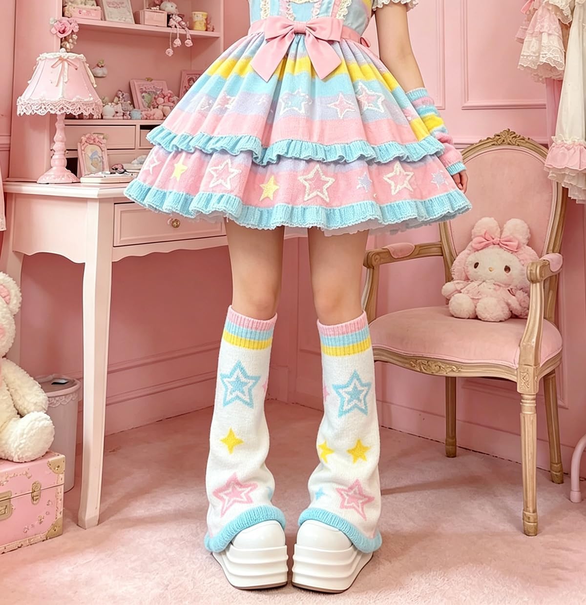 Kawaii Leg Warmers Y2k Lolita Knit Long Socks Harajuku Japanese Leg Socks | Cover Emo Goth Gyaru Accessories