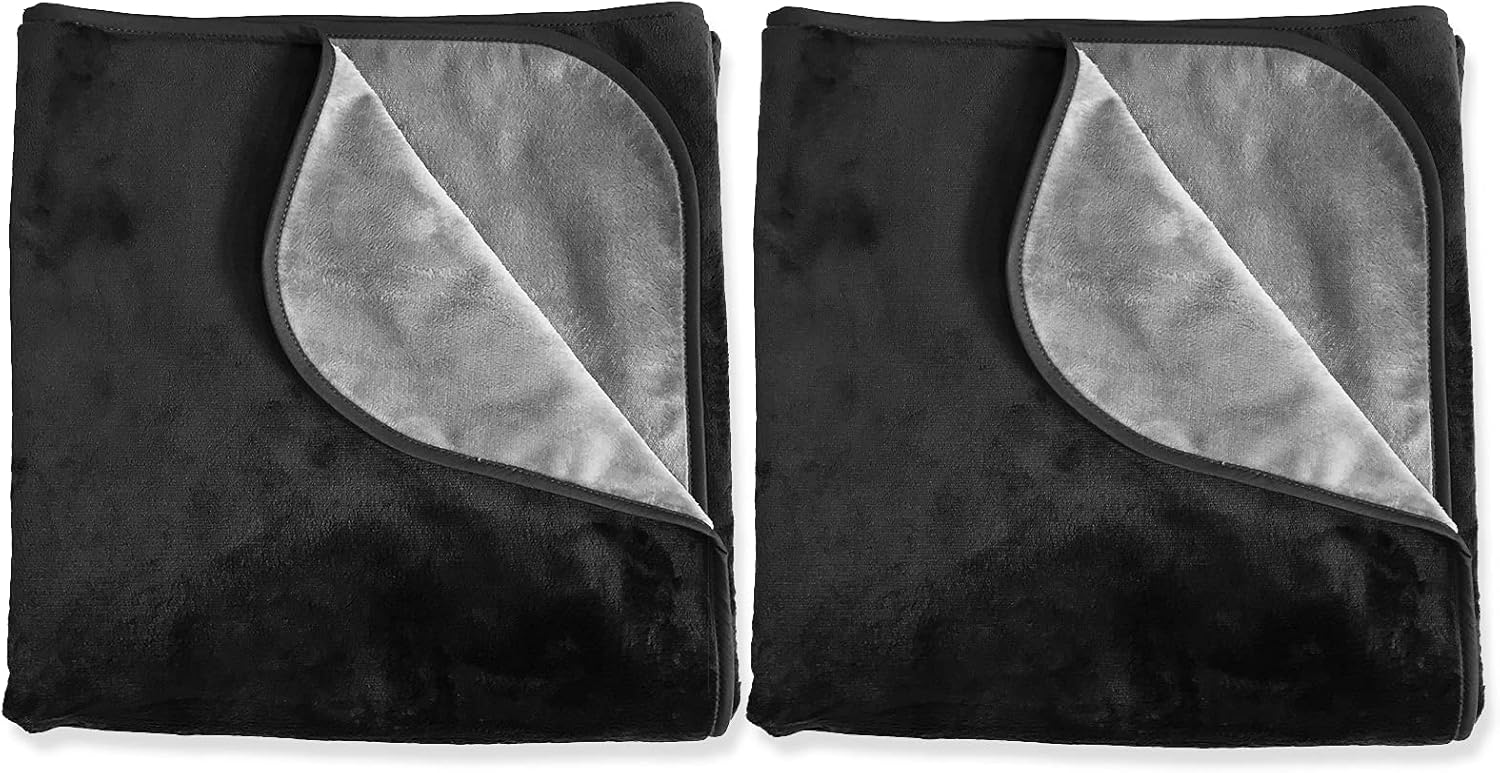 Mambe Small Indoor Blanket Black Charcoal Soft and Silky Waterproof Throw