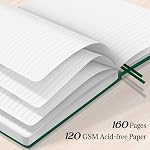 Lonely Oak Carnet de notes du Journal Linéaire, A5 Carnet de notes doublé de couverture rigide pour femmes & Les hommes, 120GSM Papier sans acide avec couverture rigide en cuir et poche intérieure, Journal quotidien pour le travail (vert)