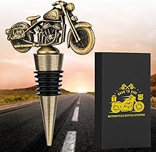 LKKCHER Motorcycle Wine Stopper, Motorbike Wine Gifts Father Day Gifts Christmas Gifts Birthday Gifts for Men Bikers, Bottle Stoppers for Wine Champagne, Bronze with Gift Box