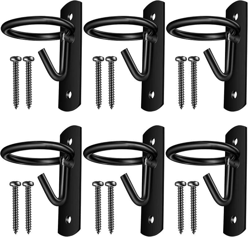 Ganchos Metálicos para Pendurar Baldes de Cavalos Dunzy, Preto, Pacote com 6