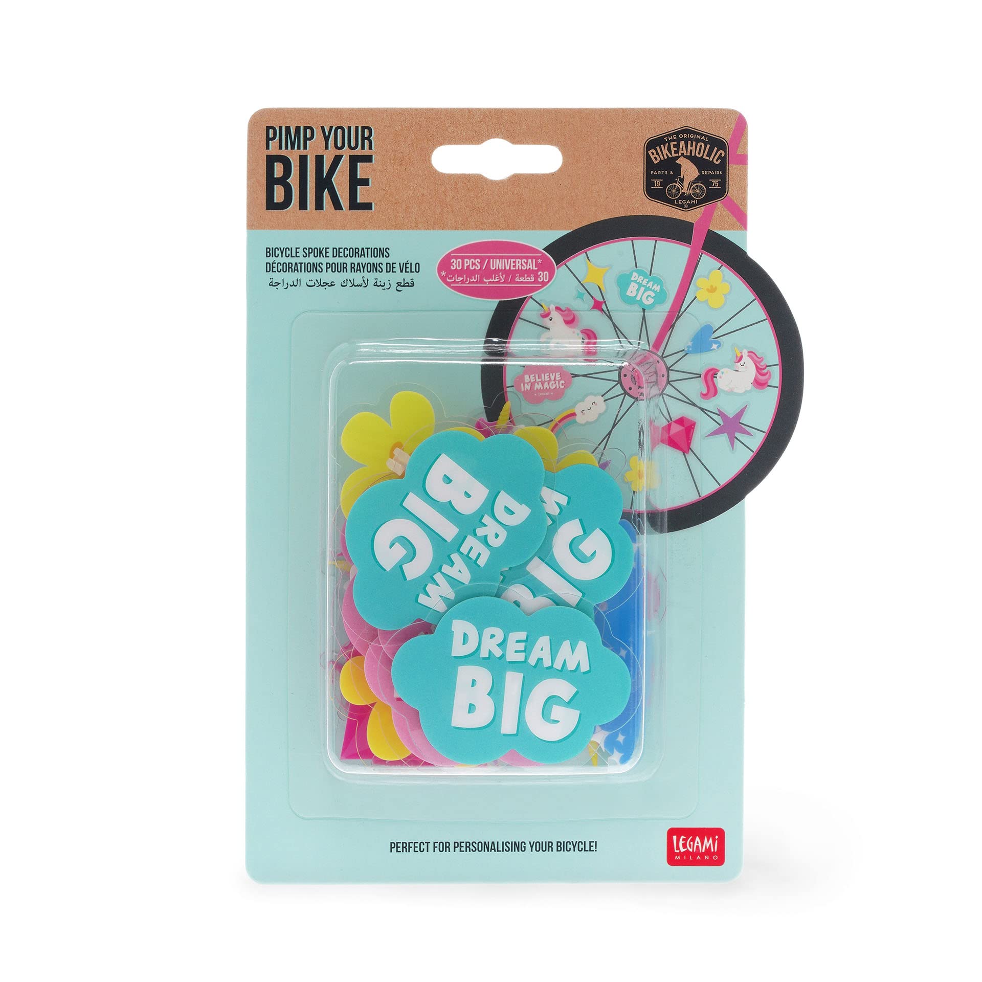 Legami Set di 30 decorazioni per raggi bicicletta Unicorn