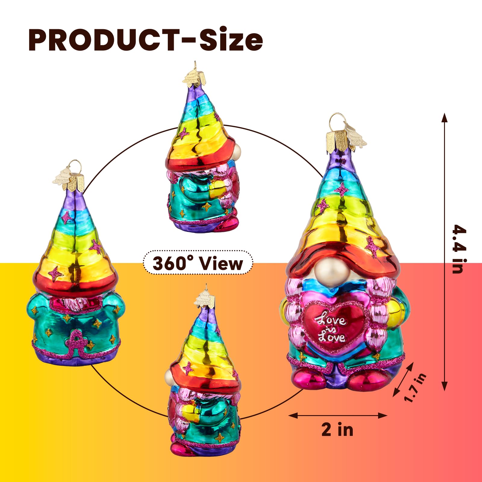 Wichtel-Weihnachtsbaumschmuck,Handgeblasenes Glas-Weihnachtsschmuck | Personalisierte Regenbogen Wichtel Ornament zum Aufhängen,Weihnachtsdekorationen für Gnome Liebhaber Geschenke