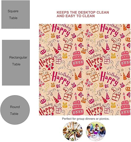 Miniatura 3 de Decoraciones de cumpleaños para niños, mantel Redondo para mesa de 4 Sillas rosa, naranja y rosa intenso, decoración de mantel rústico para el