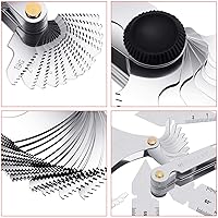 Vista 3 de Juego de herramientas de medición de 6 medidores de paso de rosca, calibre de corte de rosca de acero inoxidable, 3 piezas de calibre central, 1