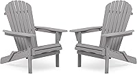 Vista 9 de Juego de 2 sillas plegables de madera Adirondack, medio premontadas al aire libre, sillas de madera para patio, patio, terraza, piscina, playa