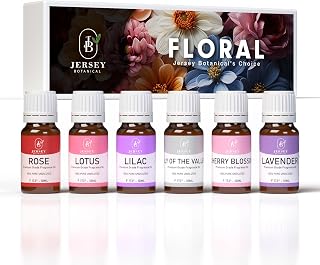 Floral Gift Set 6 x 10ml Fragrance Oils for Candle, Soap, Slime, Essential Oil Diffusers - Rose, Lotus, Lilac, Lily of The Valley, Cherry Blossom, and Lavender. Pure Scented Oils