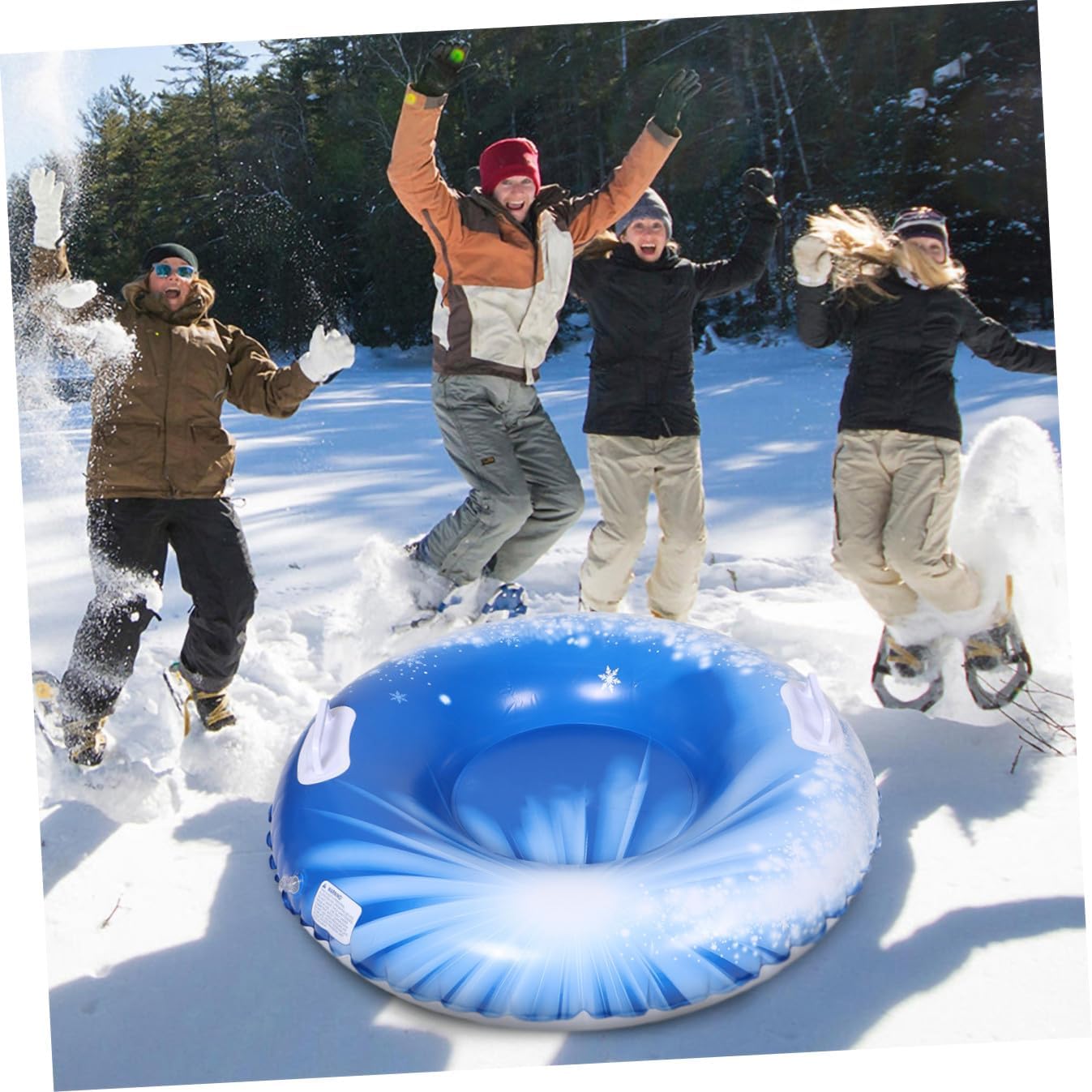 KICHOUSE Heavy Duty Inflatable Snow Tube with Handles PVC Winter Sports Sledding Tire for Teens Outdoor Snow Tubes Sled Winter Fun