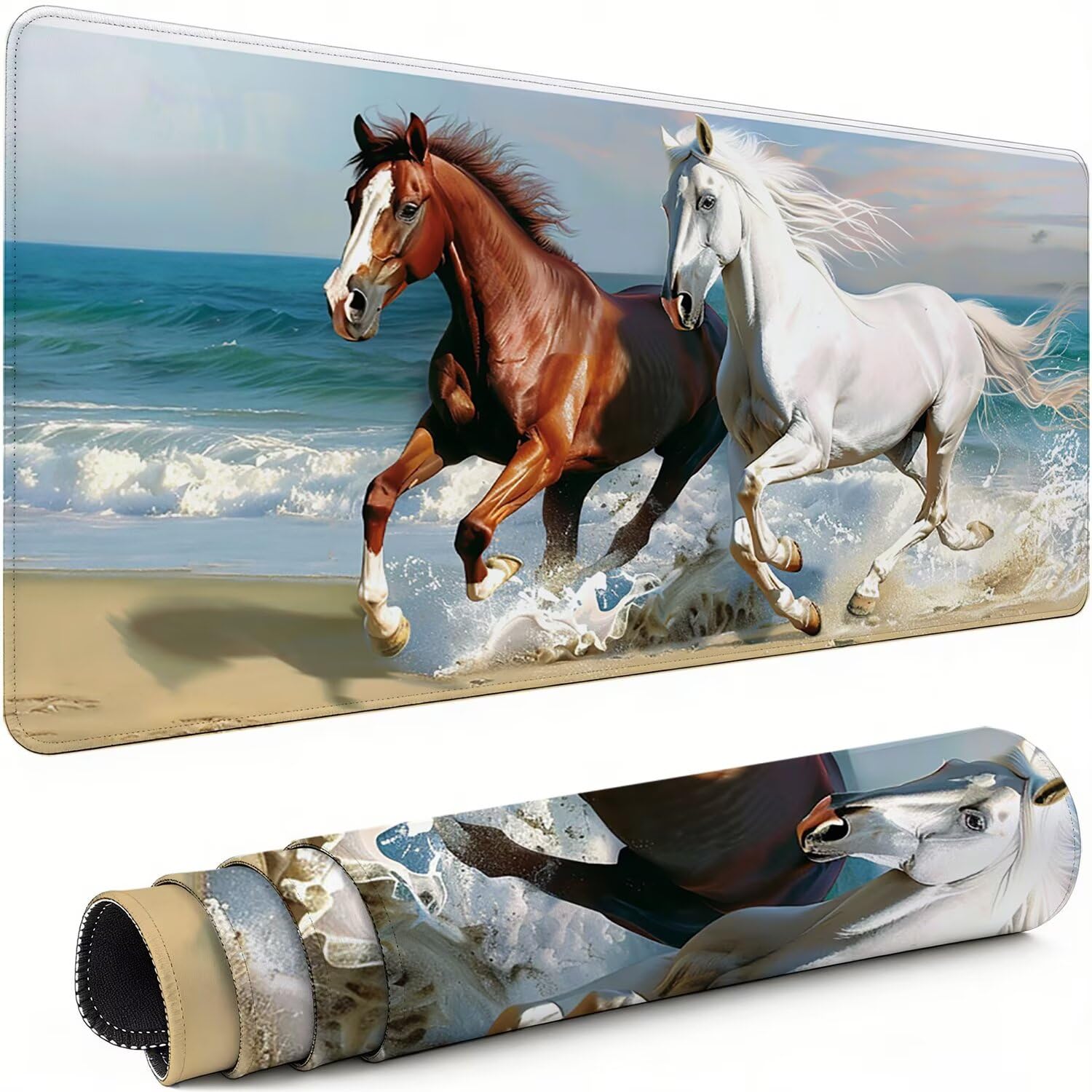 Podkładka pod mysz XXL biała 1200 x 600 x 3 mm antypoślizgowa gumowa podkładka pod mysz dla graczy koń precyzja kompatybilna z wszystkimi myszami, miękka powłoka wodoodporna ochrona biura do domowego
