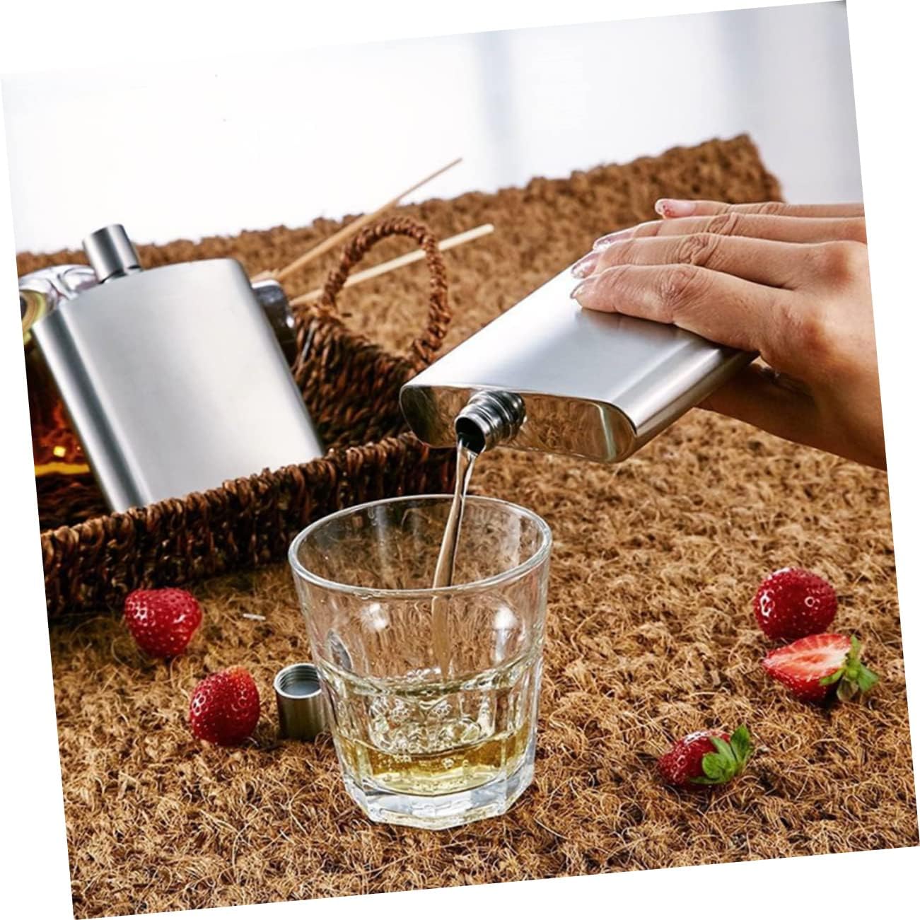 1set Portable Liquor Flask Wild Liquor Canteen Funnel for Outdoor Activities Camping Hiking and Fishing and Lightweight Design