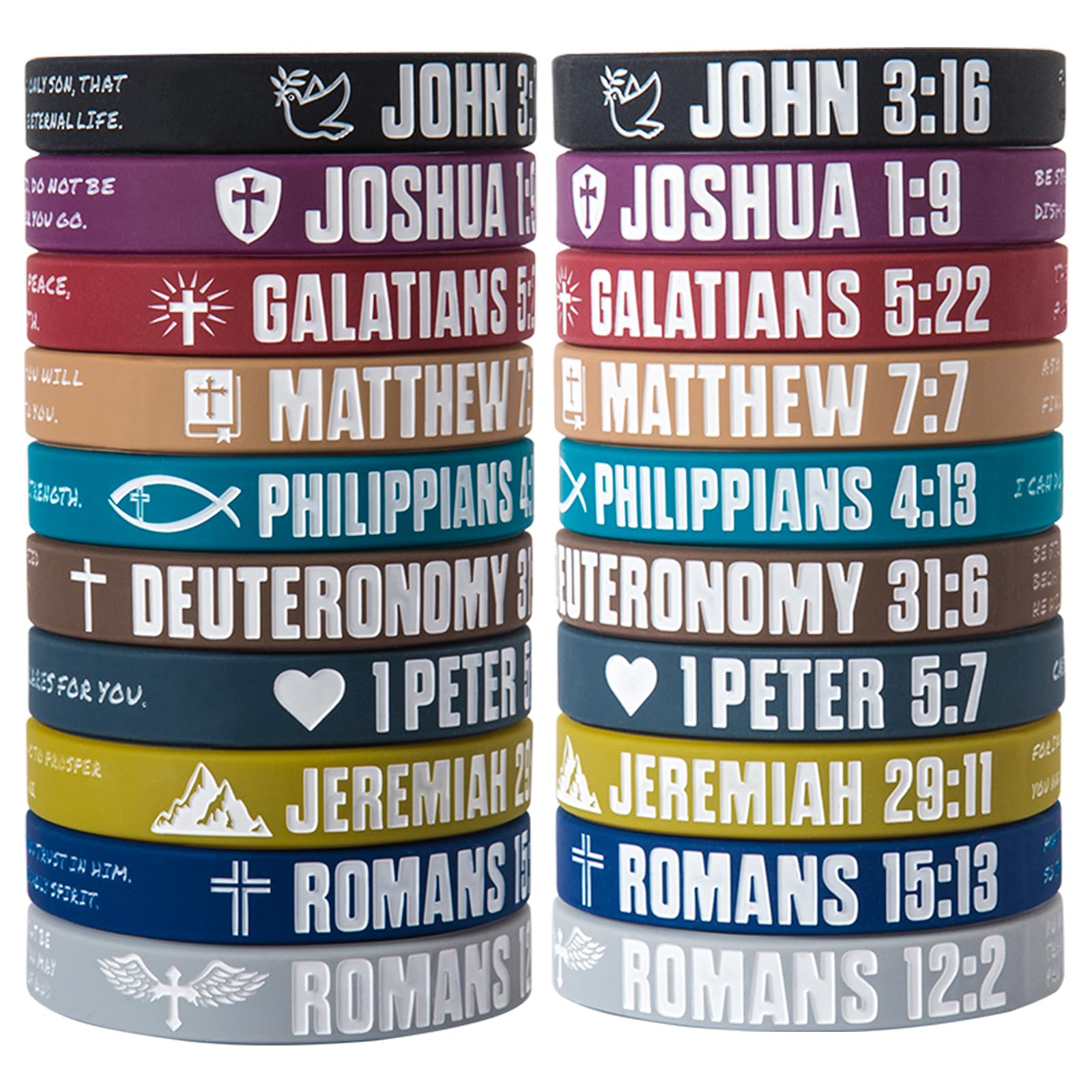 CYCLUSIVE12 Pieces Christian Bible Verses Silicone Wristbands-Popular Bible Verses Faith Rubber Bracelets-Religious Gifts-Jesus Bracelets for Men Women
