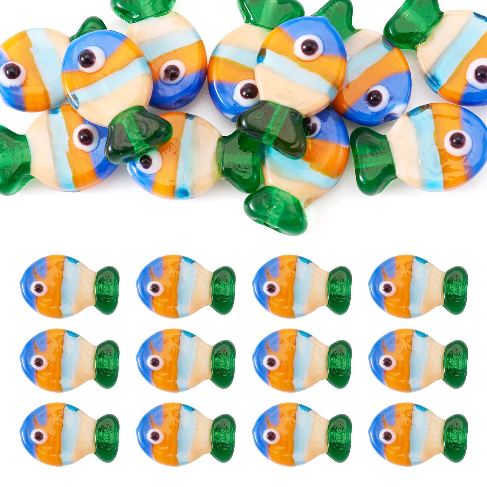 Perles de pêche en verre de mer motif animal de l'océan pour loisirs créatifs