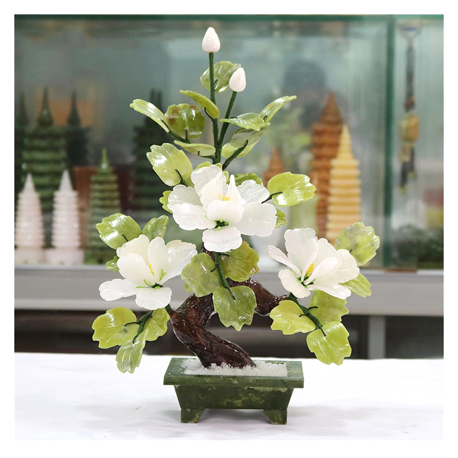 DFGHNBVC Fake Plants Artificial Bonsai Flowers Artificial Flowers Jade Potted Plant Peony Flower Decoration For Home Decor Jade Carving Bonsai Bonsai Tree,B.C