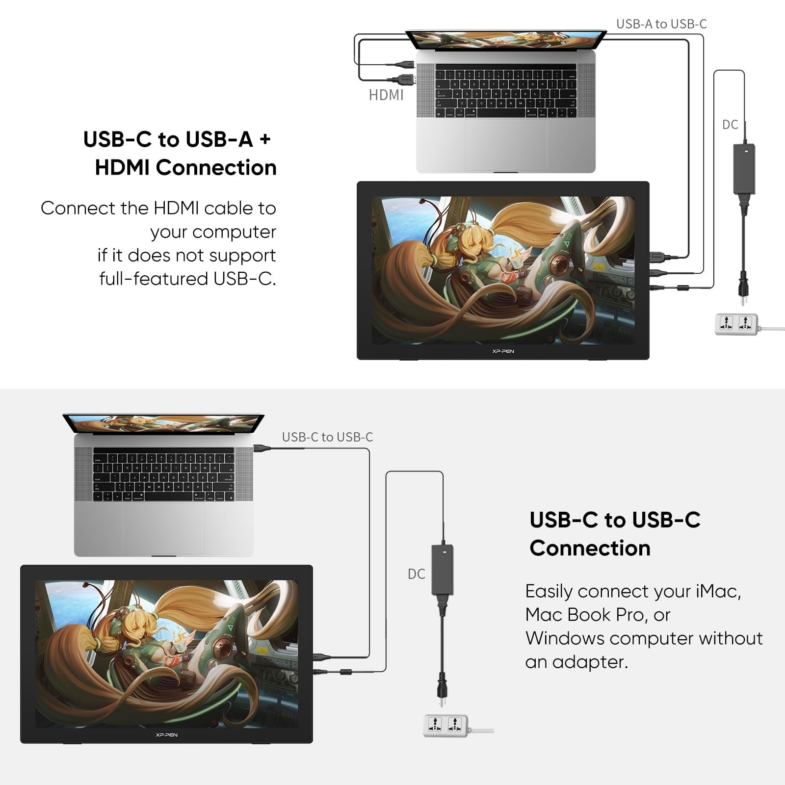 XP-Pen Artist 24(FHD) Tableta Gráfica, 24 Pulgadas, Tableta de Dibujo Gráfico con Pantalla Profesional, 132% SRGB, Compatible con Windows, MacOS, Chrome OS y Linux, Superficie Activa: 53 x 30 cm