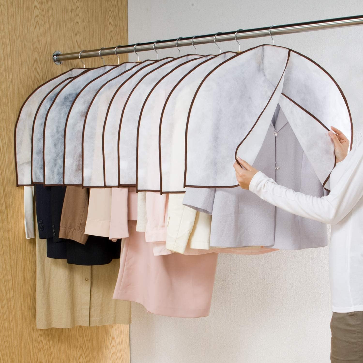 Astro Clothing Cover, White, 10-Piece, Half Size. Non-woven fabric for shoulder protection only, effectively excludes dust. 002-97.