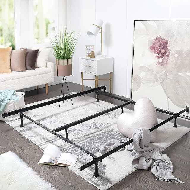 Nestl Adjustable Bed Frame - Double Bed Frame Expands to Queen Bed Rails King Size Frame with Cross
