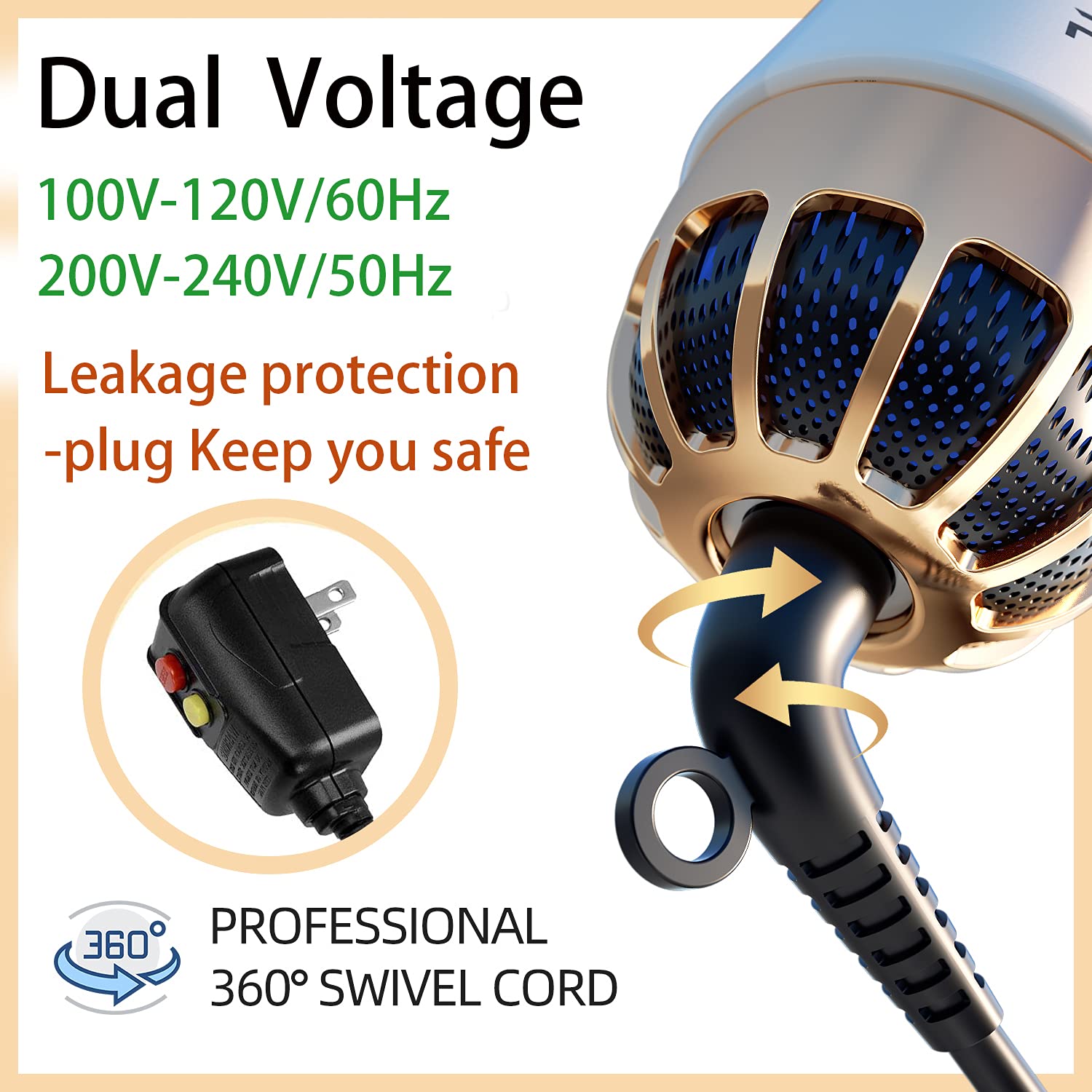 Plavogue Hair Dryer Brush,Dual Voltage Blow Dryer Brush Volumizer & Negative Ionic One-Step Hot Air Brush in One for Travel Salon Blowout Brush International Upgraded Version : Beauty & Personal Care