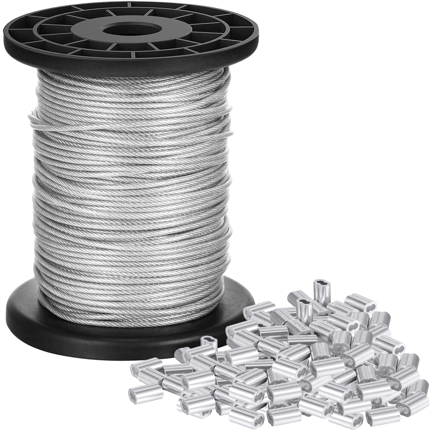 50 Puntali Per Fune In Acciaio Inossidabile AISI 316, Diametro 2 Mm - Per Cavi Metallici E Lavori Di Fissaggio