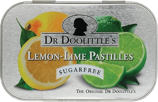 doolittle Dr Sugar Free Soft Fruit Pastilles for Voice and Throat, Lemon Lime Flavor, 2.12 Ounce Tin, Approximately 25 Count Package