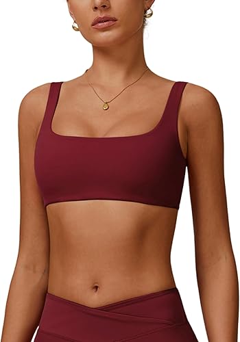 ABOCIW Square Neck Sports Bras for Women Wireless Wireless Low Coverage Padded C