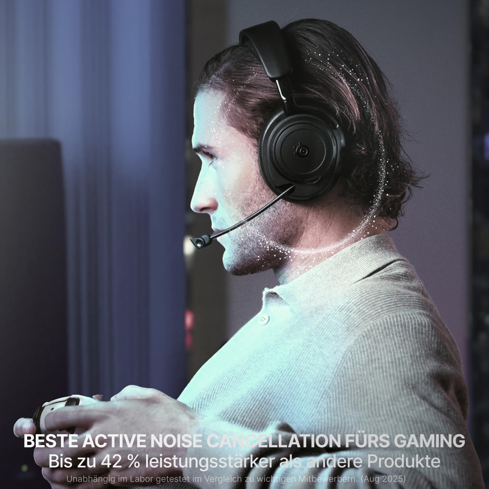 SteelSeries Arctis Nova Elite - Hi-Res Wireless Gaming Headset – 96 kHz/24 Bit – Carbonfaser – ANC – KI-Geräuschunterdrückung – App – 2,4 GHz + BT – Multi-Source-Mix – OmniPlay PC+PS+Xbox - Schwarz
