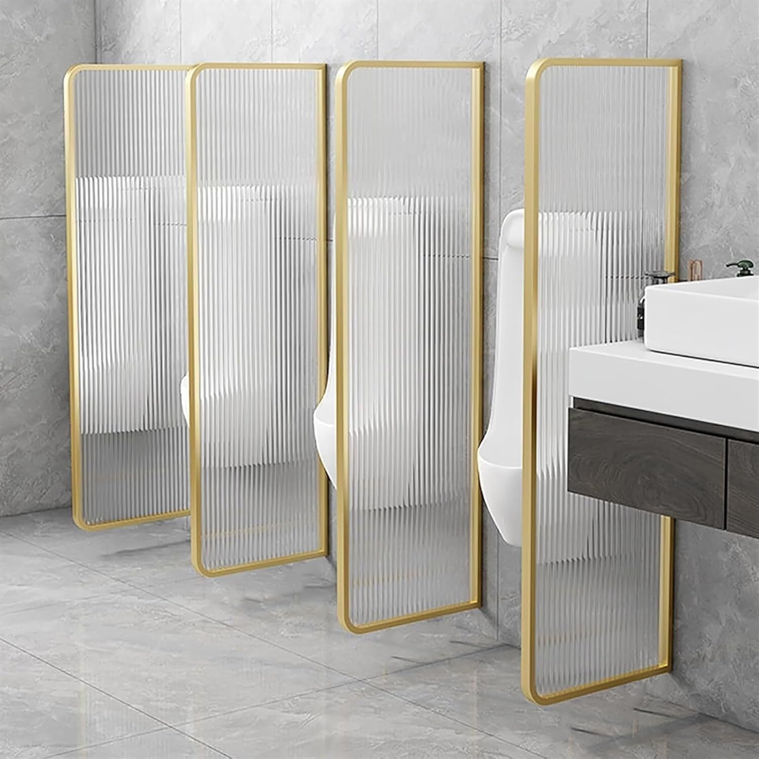 Men's Public Toilet Partition, Wall-Mounted Urinal Partition Privacy Screen Waterproof Baffle, Toilet Protection Divider for Kindergartens,Schools, Shopping Malls, Hotel(Gold)