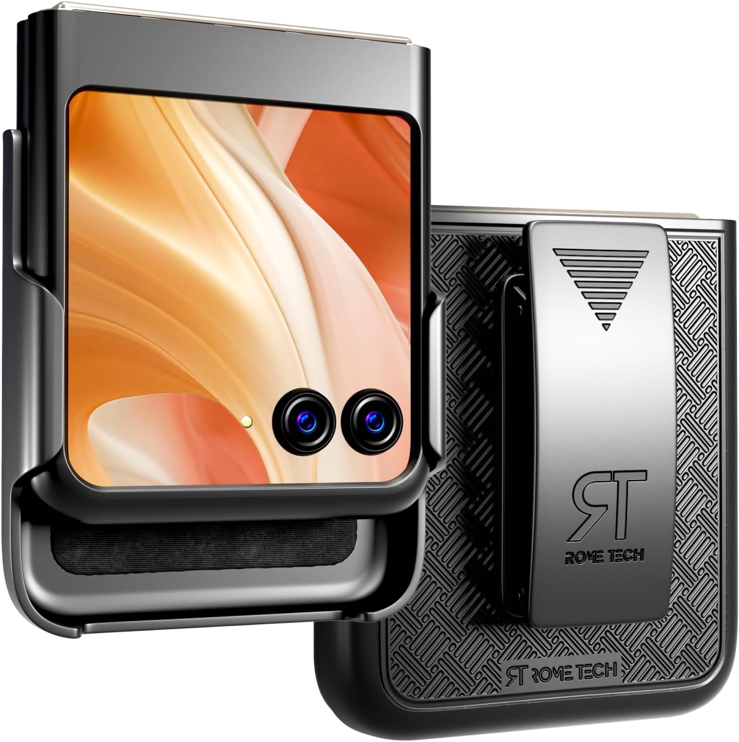 Designed for Motorola Razr 50 / Razr (2024) Case with Belt Clip Holster - Kickstand Cover Phone Case - Black