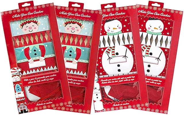 YoL Xmas set 4 make your own Christmas crackers snowman elf design kids family party