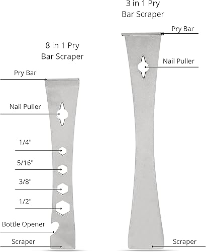 Miniatura 2 de NEIKO 00250A - Juego de barra de palanca, 2 barras planas de acero inoxidable, llave hexagonal, barra de palanca pequeña, mini barra de cuervo de