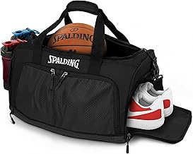 Spalding Sports Basketball Duffle Bag | Large Basketball Duffel Bag for Women and Men | Great for Workout and Travel | with Wet and Shoe Compartment | 10 Durable Strong Zippered Pockets
