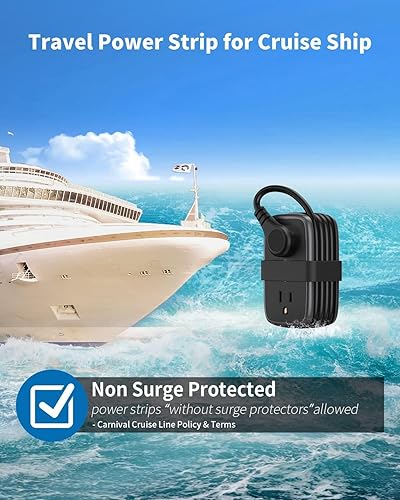 Miniatura 7 de NTONPOWER - Regleta de alimentación de viaje con puertos USB, enchufe plano de 4 pies envuelto alrededor de cable de extensión corto con 4 tomas, 3