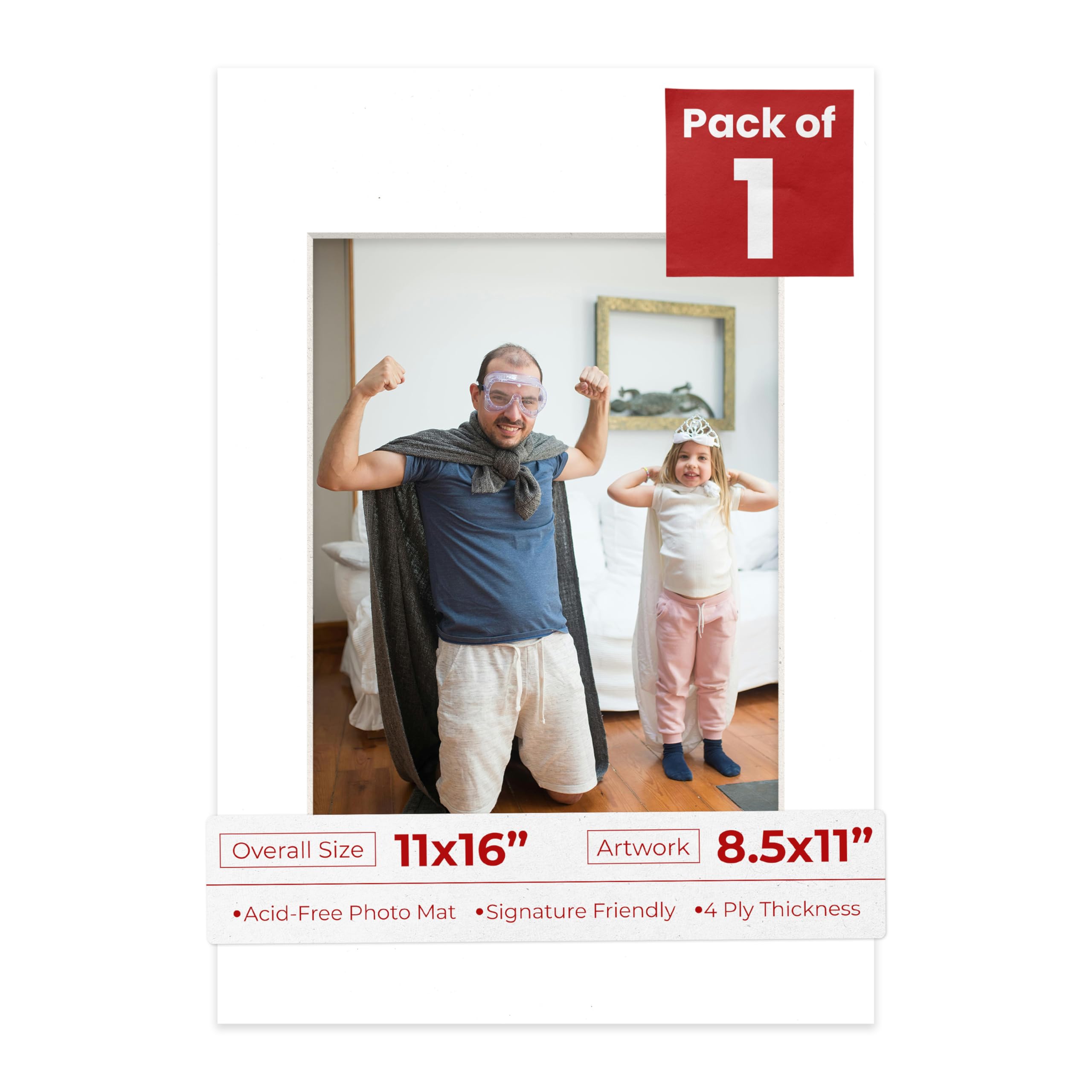 11x16 Mat Bevel Cut for 8.5x11 Photos - Acid Free White Precut Matboard - For Pictures, Photos, Framing - 4-ply Thickness-image-47