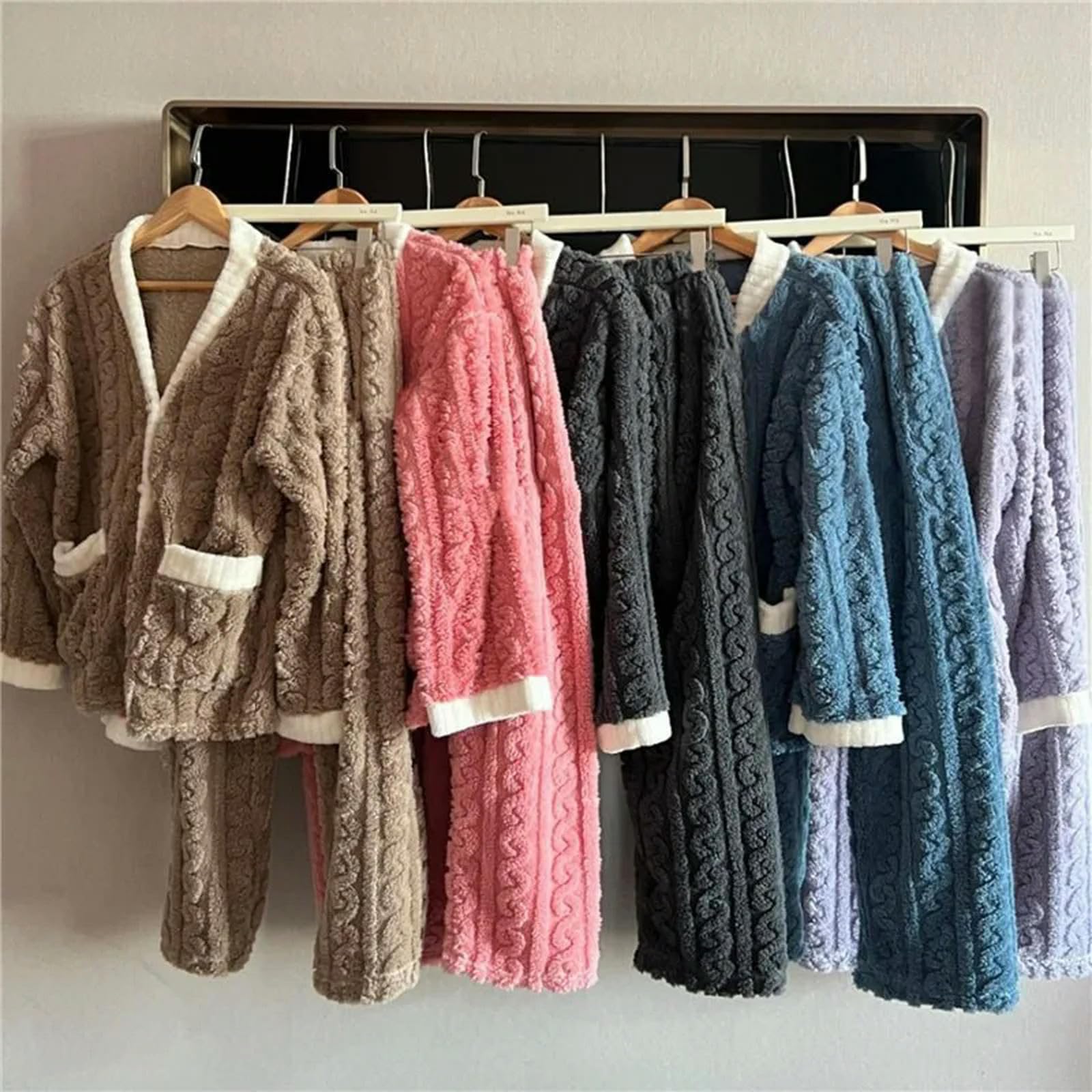 MdybF Pigiama Donna Donne Piccola Set Autunno Inverno Caldo Spesso Homewear A Manica Lunga Abbigliamento da Sonno Abbigliamento per Pigiama Femmina