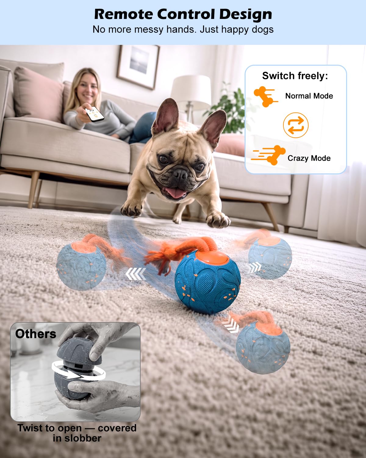 CloudValley Juguete Inteligente Interactivo para Perros con Control Remoto, Material E-TPU