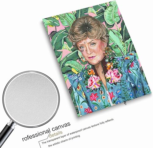 Miniatura 6 de Póster retro de los años 80, genial y vanguardista, lienzo dorado y para niñas, estampado floral tropical blanco, listo para colgar para dormitorio,