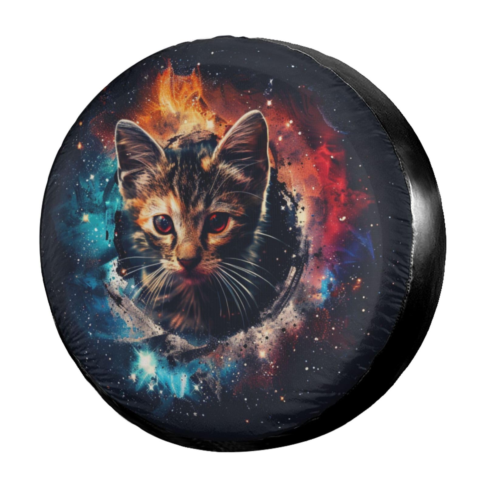 Dujiea Cat Head in Fire Spare Tire Cover, Universal Wheel Tire Cover Waterproof Dust-Proof Tire Protectors for Trailer Rv SUV Truck Camper and Many Vehicle 14 15 16 17 Inch