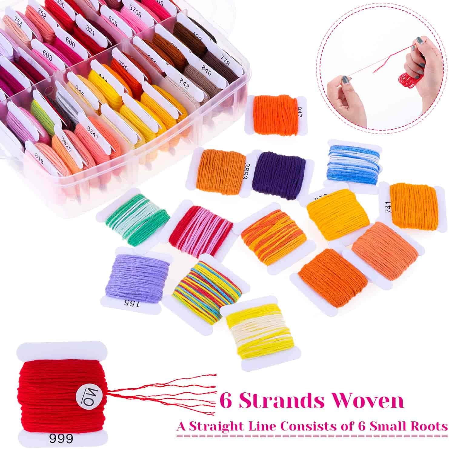 Embroidery Floss Friendship Bracelet String with Organizer, Shynek 199 Pcs Embroidery Kit Include 162 Colors String for Bracelets and 37 Pcs Cross Stitch Threads Supplies Tools for Embroidery and Frie