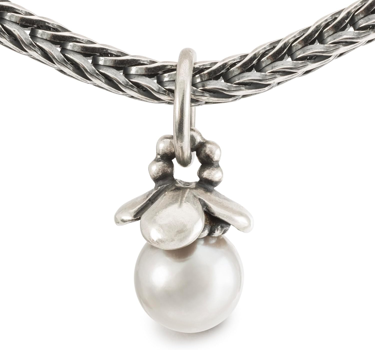 TROLLBEADS Pearl of Dedication Tassel - Elegant Silver and Pearl Charm | Silver + Pearl | Nurtured Connections collection | Design by Søren Nielsen
