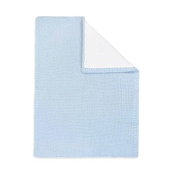 Katie Loxton Childrens Little 27.5 x 19.5 All Cotton Knit Throw Blanket in Blue