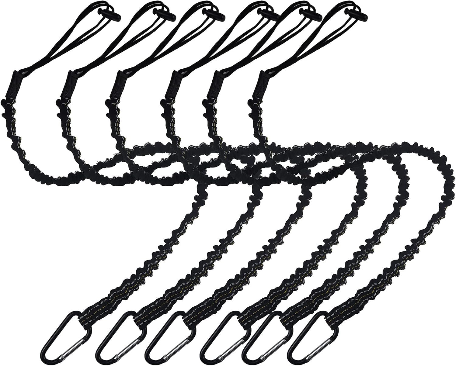 6 Pièce Longe à Outils, Cordon de Sécurité pour Travaux en Hauteur, Lanière de Sécurité avec Mousqueton, Laisse à Outil de Sécurité Rétractable, Outil de Protection Contre Les Chutes, Maximum 15KG