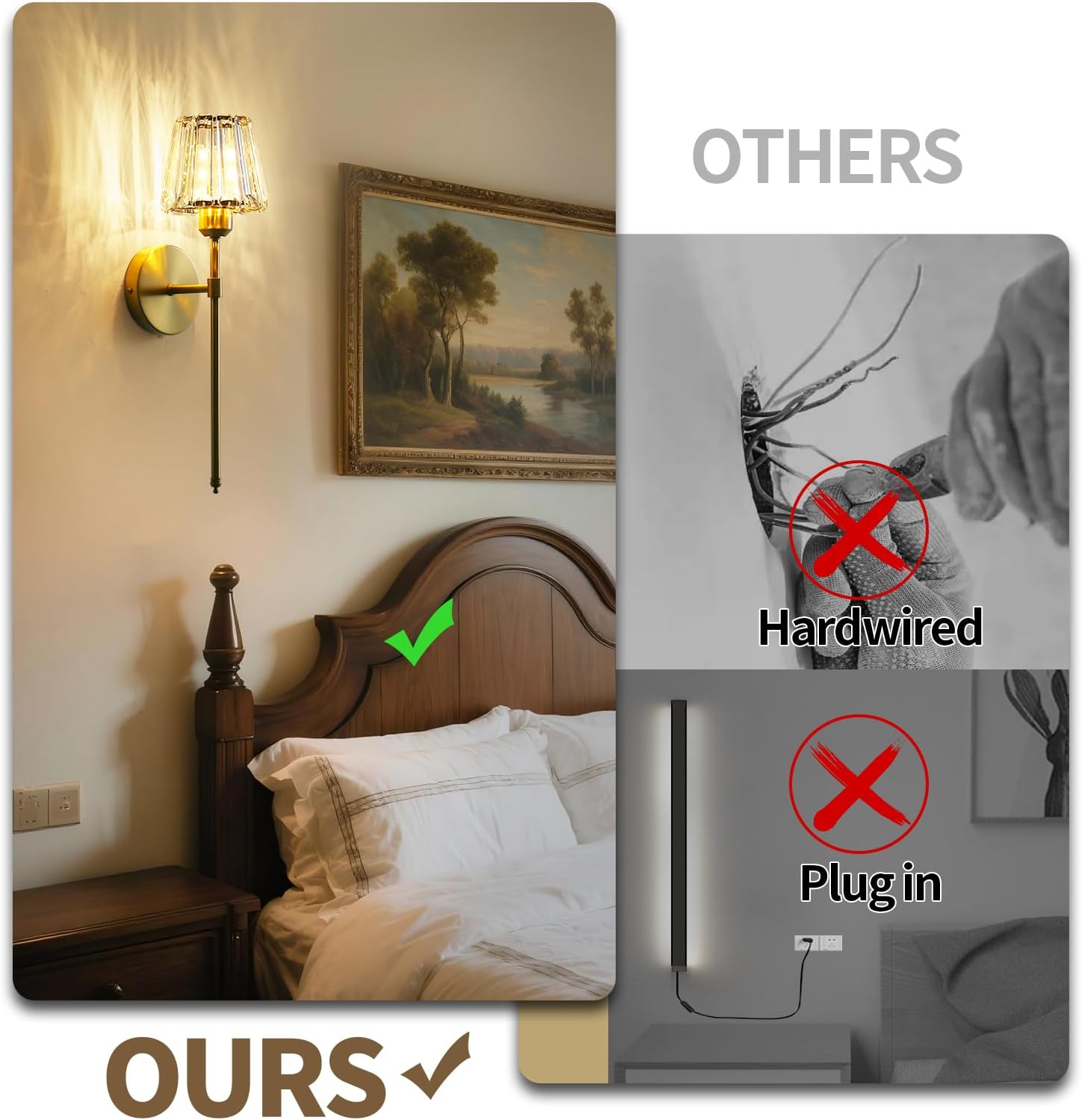 Battery Operated Crystal Wall Sconce Set of 2, Gold Rechargeable Wireless Wall Sconces with Remote Dimmable 12 Colors Modes Led Wall Lights, Wall Lamp for Bedroom Living Room Hallway, 2 Bulbs Included