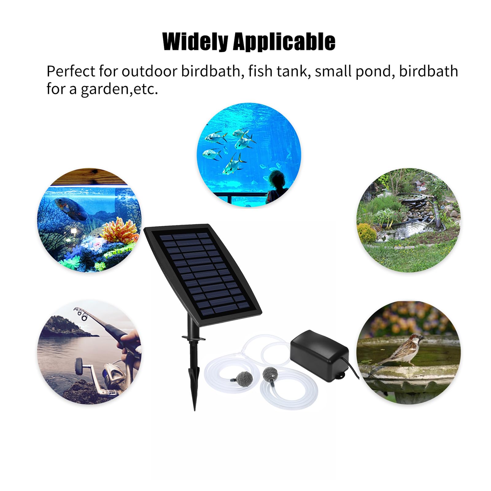 HUIOP Oxygénateur d'aquarium,Pompe à oxygène pour aquarium solaire oxygénateur aérateur d'oxygène pour aquarium aérateur d'étang pompe à air aérateur de pêche pompe à air pour aquarium avec