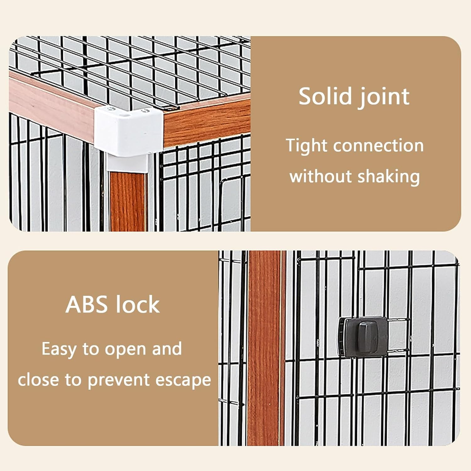 4-tier Cat Playpen, Large Cat Cage, Cat Enclosures, Wooden Frame, Iron Mesh, with Universal Wheels, Easy to Install, Pet Playpen, 39.3x27.5x47.2in(Walnut)