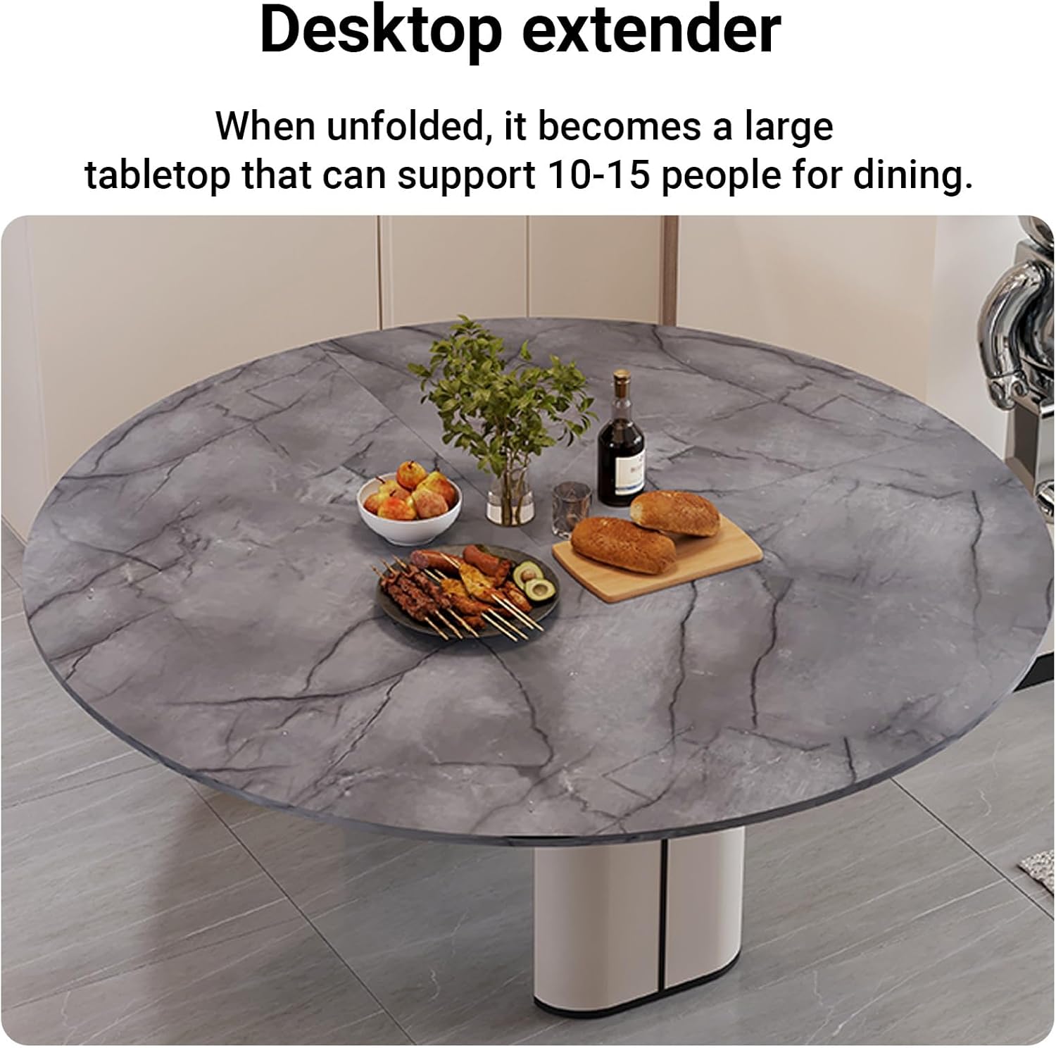 Foldable Large Round Table Top Extender, Adjustable 47-86" for Catering, Banquet, Party, Outdoor, Game, Patio Use - Versatile Folding Tabletop